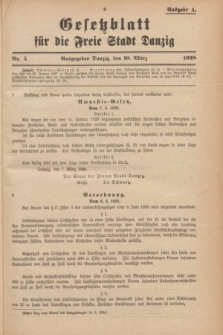 Gesetzblatt für die Freie Stadt Danzig.1928, Nr. 5 (10 März) - Ausgabe A