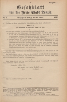 Gesetzblatt für die Freie Stadt Danzig.1928, Nr. 6 (14 März) - Ausgabe A