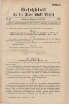 Gesetzblatt für die Freie Stadt Danzig.1928, Nr. 13 (16 Mai) - Ausgabe A