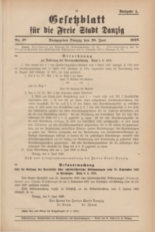 Gesetzblatt für die Freie Stadt Danzig.1928, Nr. 18 (20 Juni) - Ausgabe A
