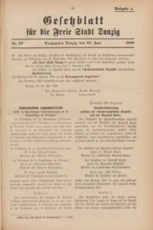 Gesetzblatt für die Freie Stadt Danzig.1928, Nr. 19 (23 Juni) - Ausgabe A