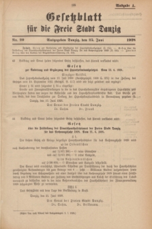 Gesetzblatt für die Freie Stadt Danzig.1928, Nr. 20 (25 Juni) - Ausgabe A
