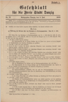 Gesetzblatt für die Freie Stadt Danzig.1928, Nr. 21 (4 Juli) - Ausgabe A