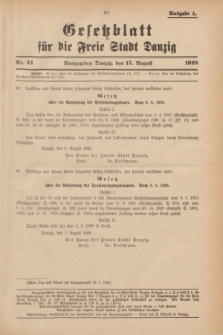 Gesetzblatt für die Freie Stadt Danzig.1928, Nr. 24 (15 August) - Ausgabe A