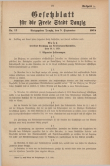 Gesetzblatt für die Freie Stadt Danzig.1928, Nr. 25 (5 September) - Ausgabe A