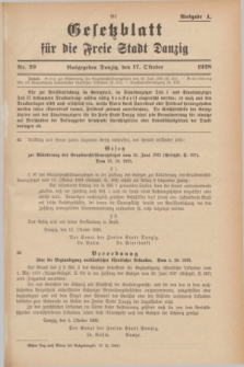Gesetzblatt für die Freie Stadt Danzig.1928, Nr. 29 (17 Oktober) - Ausgabe A