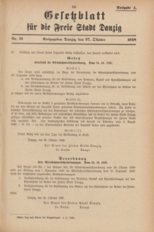 Gesetzblatt für die Freie Stadt Danzig.1928, Nr. 31 (27 Oktober) - Ausgabe A