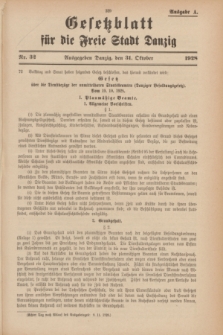 Gesetzblatt für die Freie Stadt Danzig.1928, Nr. 32 (31 Oktober) - Ausgabe A