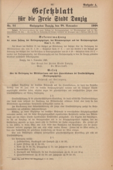 Gesetzblatt für die Freie Stadt Danzig.1928, Nr. 34 (28 November) - Ausgabe A