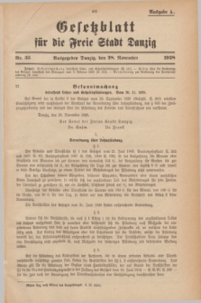 Gesetzblatt für die Freie Stadt Danzig.1928, Nr. 35 (28 November) - Ausgabe A