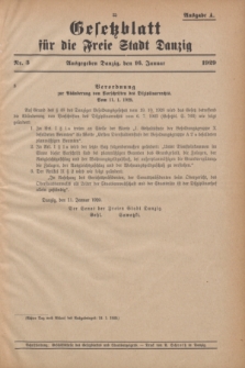 Gesetzblatt für die Freie Stadt Danzig.1929, Nr. 3 (16 Januar) - Ausgabe A