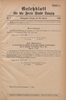 Gesetzblatt für die Freie Stadt Danzig.1929, Nr. 4 (30 Januar) - Ausgabe A