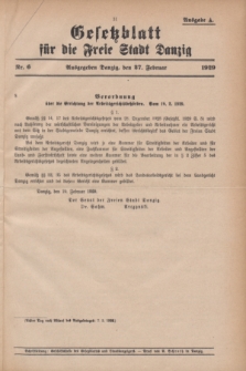 Gesetzblatt für die Freie Stadt Danzig.1929, Nr. 6 (27 Februar) - Ausgabe A