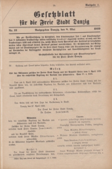 Gesetzblatt für die Freie Stadt Danzig.1929, Nr. 12 (8 Mai) - Ausgabe A