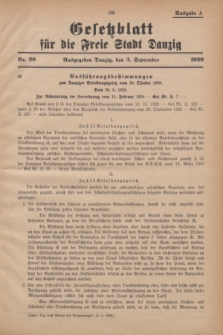 Gesetzblatt für die Freie Stadt Danzig.1929, Nr. 20 (3 September) - Ausgabe A
