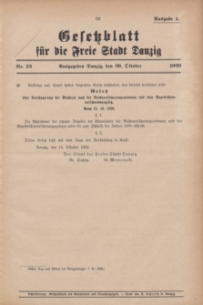 Gesetzblatt für die Freie Stadt Danzig.1929, Nr. 23 (30 Oktober) - Ausgabe A