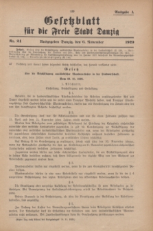 Gesetzblatt für die Freie Stadt Danzig.1929, Nr. 24 (6 November) - Ausgabe A