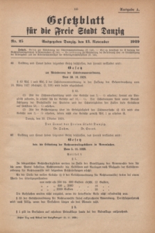 Gesetzblatt für die Freie Stadt Danzig.1929, Nr. 25 (13 November) - Ausgabe A