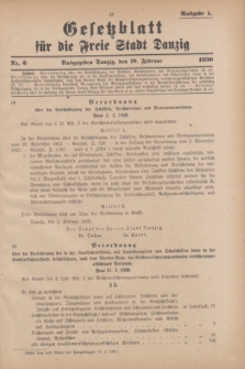 Gesetzblatt für die Freie Stadt Danzig.1930, Nr. 6 (19 Februar) - Ausgabe A