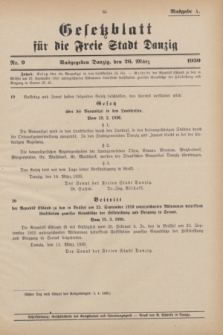 Gesetzblatt für die Freie Stadt Danzig.1930, Nr. 9 (26 März) - Ausgabe A