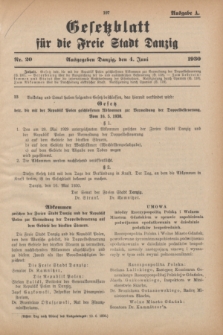 Gesetzblatt für die Freie Stadt Danzig.1930, Nr. 20 (4 Juni) - Ausgabe A