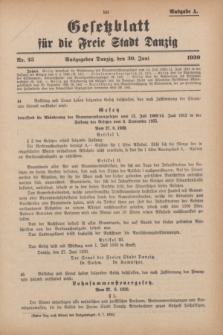 Gesetzblatt für die Freie Stadt Danzig.1930, Nr. 25 (30 Juni) - Ausgabe A
