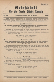Gesetzblatt für die Freie Stadt Danzig.1930, Nr. 30 (6 August) - Ausgabe A