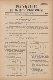 Gesetzblatt für die Freie Stadt Danzig.1930, Nr. 34 (3 September) - Ausgabe A