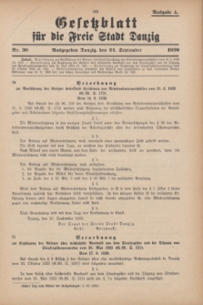 Gesetzblatt für die Freie Stadt Danzig.1930, Nr. 36 (24 September) - Ausgabe A