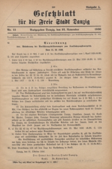 Gesetzblatt für die Freie Stadt Danzig.1930, Nr. 41 (12 November) - Ausgabe A