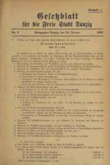 Gesetzblatt für die Freie Stadt Danzig.1931, Nr. 2 (24 Januar) - Ausgabe A