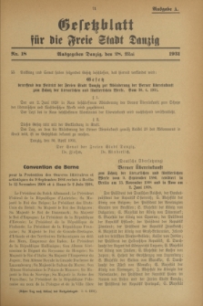 Gesetzblatt für die Freie Stadt Danzig.1931, Nr. 18 (28 Mai) - Ausgabe A