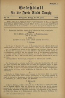 Gesetzblatt für die Freie Stadt Danzig.1931, Nr. 29 (29 Juni) - Ausgabe A