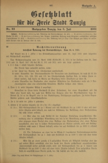 Gesetzblatt für die Freie Stadt Danzig.1931, Nr. 33 (3 Juli) - Ausgabe A