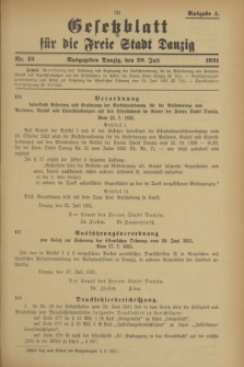 Gesetzblatt für die Freie Stadt Danzig.1931, Nr. 42 (29 Juli) - Ausgabe A