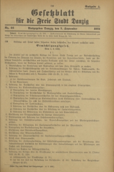Gesetzblatt für die Freie Stadt Danzig.1931, Nr. 46 (2 September) - Ausgabe A