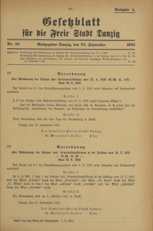Gesetzblatt für die Freie Stadt Danzig.1931, Nr. 48 (23 September) - Ausgabe A