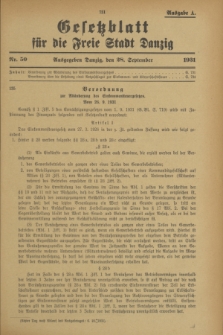 Gesetzblatt für die Freie Stadt Danzig.1931, Nr. 50 (28 September) - Ausgabe A