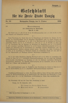 Gesetzblatt für die Freie Stadt Danzig.1931, Nr. 53 (3 Oktober) - Ausgabe A