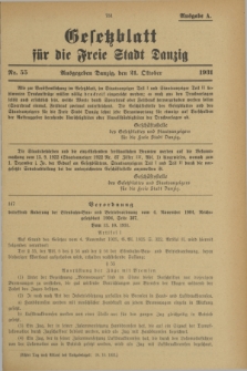 Gesetzblatt für die Freie Stadt Danzig.1931, Nr. 55 (21 Oktober) - Ausgabe A