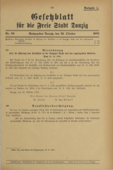 Gesetzblatt für die Freie Stadt Danzig.1931, Nr. 56 (21 Oktober) - Ausgabe A