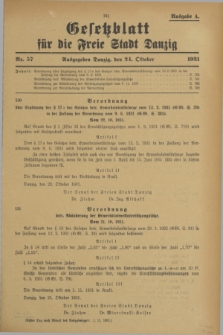 Gesetzblatt für die Freie Stadt Danzig.1931, Nr. 57 (24 Oktober) - Ausgabe A