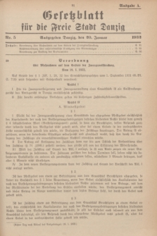 Gesetzblatt für die Freie Stadt Danzig.1932, Nr. 5 (20 Januar) - Ausgabe A