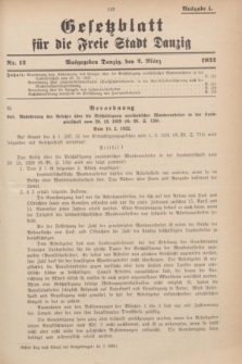 Gesetzblatt für die Freie Stadt Danzig.1932, Nr. 12 (2 März) - Ausgabe A