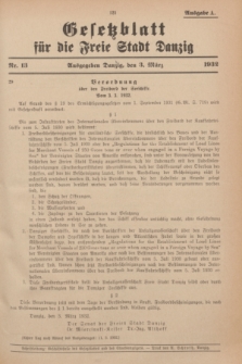 Gesetzblatt für die Freie Stadt Danzig.1932, Nr. 13 (3 März) - Ausgabe A