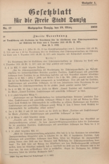 Gesetzblatt für die Freie Stadt Danzig.1932, Nr. 17 (19 März) - Ausgabe A