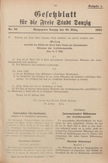 Gesetzblatt für die Freie Stadt Danzig.1932, Nr. 20 (26 März) - Ausgabe A