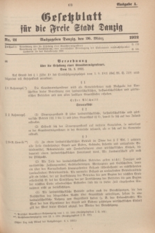 Gesetzblatt für die Freie Stadt Danzig.1932, Nr. 21 (26 März) - Ausgabe A