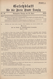 Gesetzblatt für die Freie Stadt Danzig.1932, Nr. 26 (13 April) - Ausgabe A