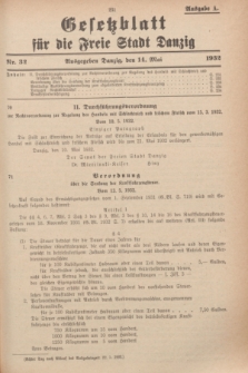 Gesetzblatt für die Freie Stadt Danzig.1932, Nr. 32 (14 Mai) - Ausgabe A